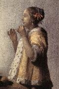 VERMEER VAN DELFT, Jan Woman with a Pearl Necklace (detail)  gff USA oil painting artist